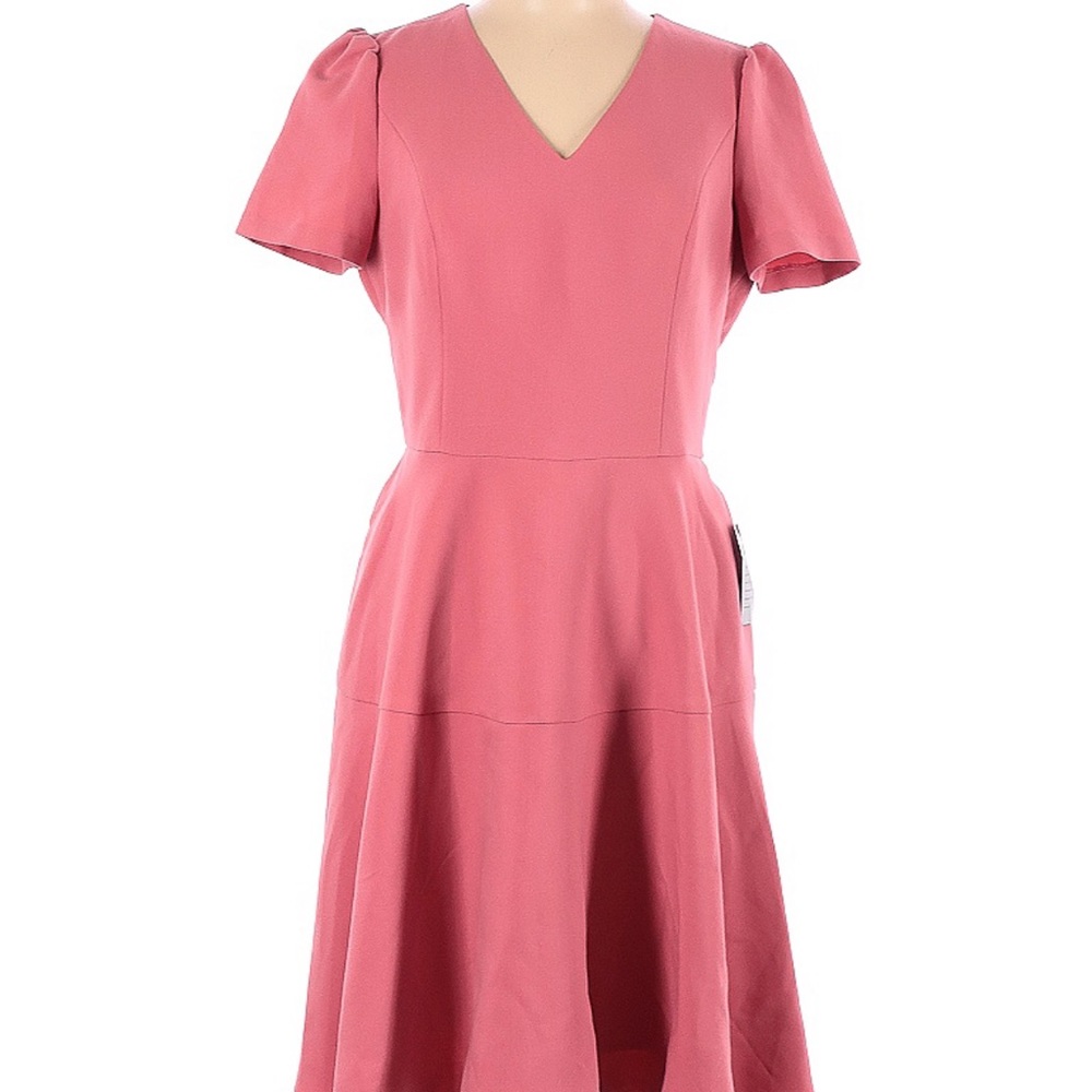 Gal Meets Glam Dried Rose Pink V-Neck Fit-and-Flare Dress